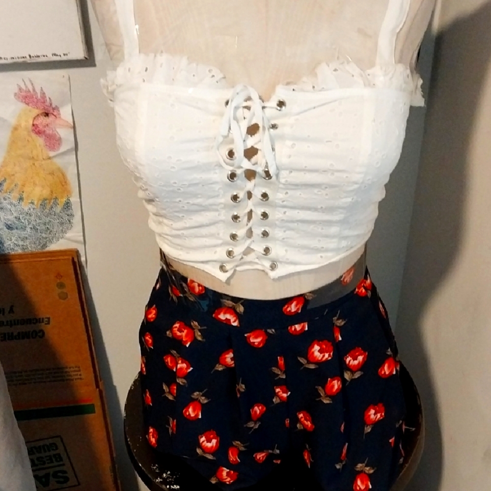 Blush Black Shorts with Vibrant Red Accents